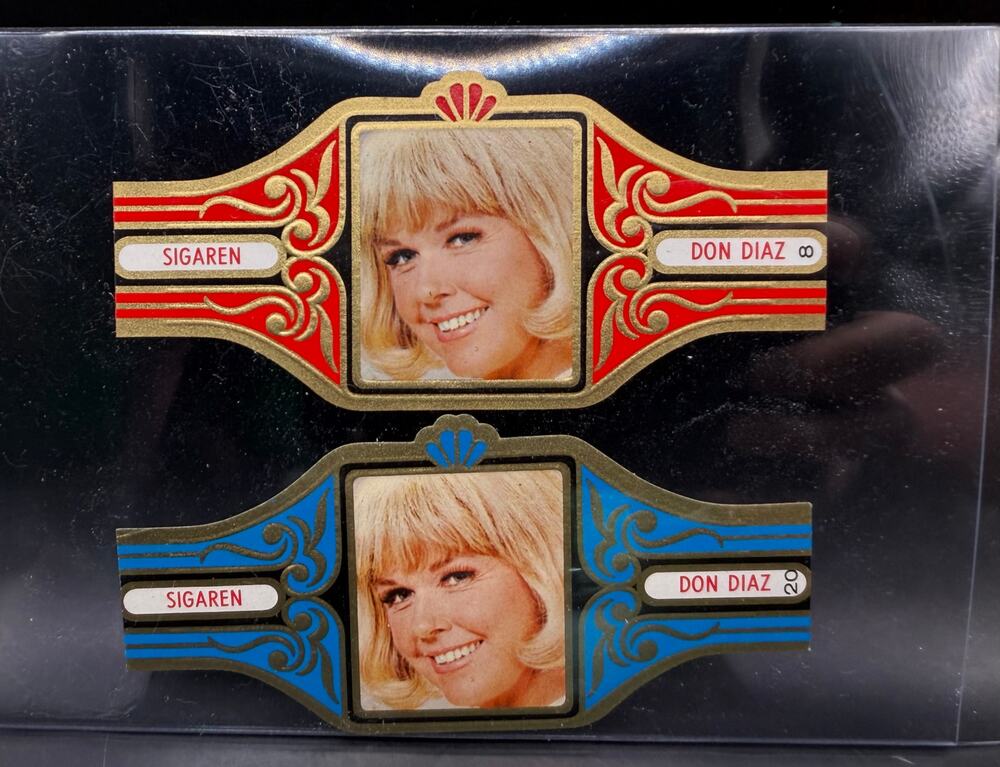 RARE Dutch 1970s Doris Day Cigar Bands Calamity Jane, Pillow Talk Que Sera Sera